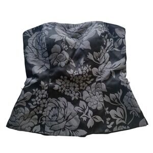 White House Black Market Floral Coreset Strapless Peplum Top Womens Sz 4 Bustier